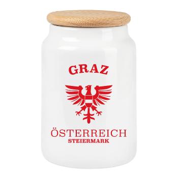 GRAZ Österreich Austria - Keksdose mit Holzdeckel - Weiß - Vorne
