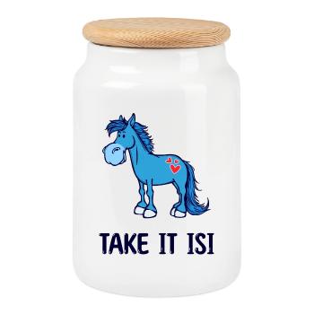 Horse Love Icelandic Horses Heart Horses Statement - Cookie Jar with Wooden Lid - white - Front