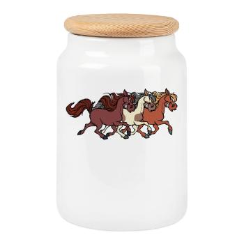 Gallop Icelandic Horses Stallion Horses Horse Fool - Cookie Jar with Wooden Lid - white - Front