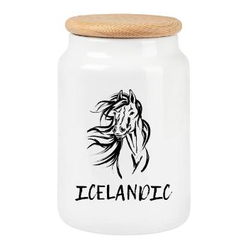 Horse Love Saying Stallion Icelandic Horses Horses - Cookie Jar with Wooden Lid - white - Front