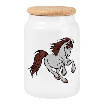Amour des chevaux Chevaux islandais au galop Chevaux Islandais - Boîte à biscuits avec couvercle en bois - blanc - Devant