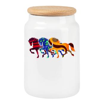 Cool Gallop Icelandic Horses Horse Love Horses - Cookie Jar with Wooden Lid - white - Front