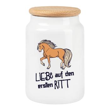 Funny Statement Icelandic Horses Horse Love Horses - Cookie Jar with Wooden Lid - white - Front