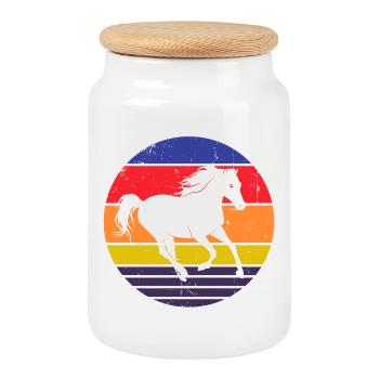 Icelandic Horses Horse Love Gallop Horses Riding - Cookie Jar with Wooden Lid - white - Front