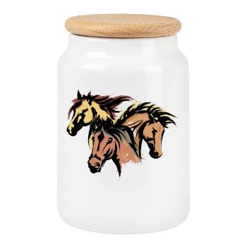 Horses Stallion Icelandic Horses Horse Love Icelanders - Cookie Jar with Wooden Lid - white - Front