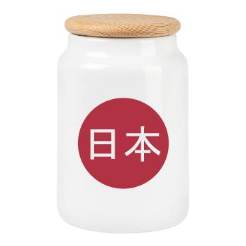 Japon Kanji Font Flag Red Sun Cadeau - Boîte à biscuits avec couvercle en bois - blanc - Devant