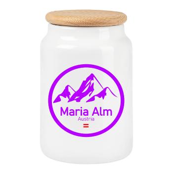 Maria Alm Alpen Logo Kreis - Keksdose mit Holzdeckel - Weiß - Vorne