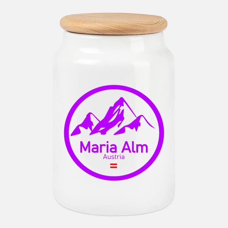 Maria Alm Alpen Logo Kreis - Keksdose mit Holzdeckel - Weiß