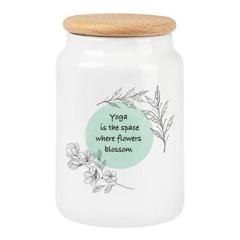 Yoga - Cookie Jar with Wooden Lid - white - Front