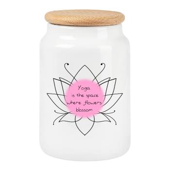 Yoga - Cookie Jar with Wooden Lid - white - Front
