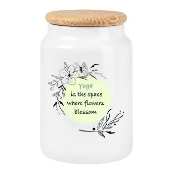 Yoga - Cookie Jar with Wooden Lid - white - Front