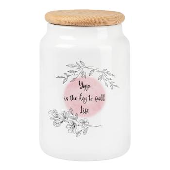 Yoga - Cookie Jar with Wooden Lid - white - Front