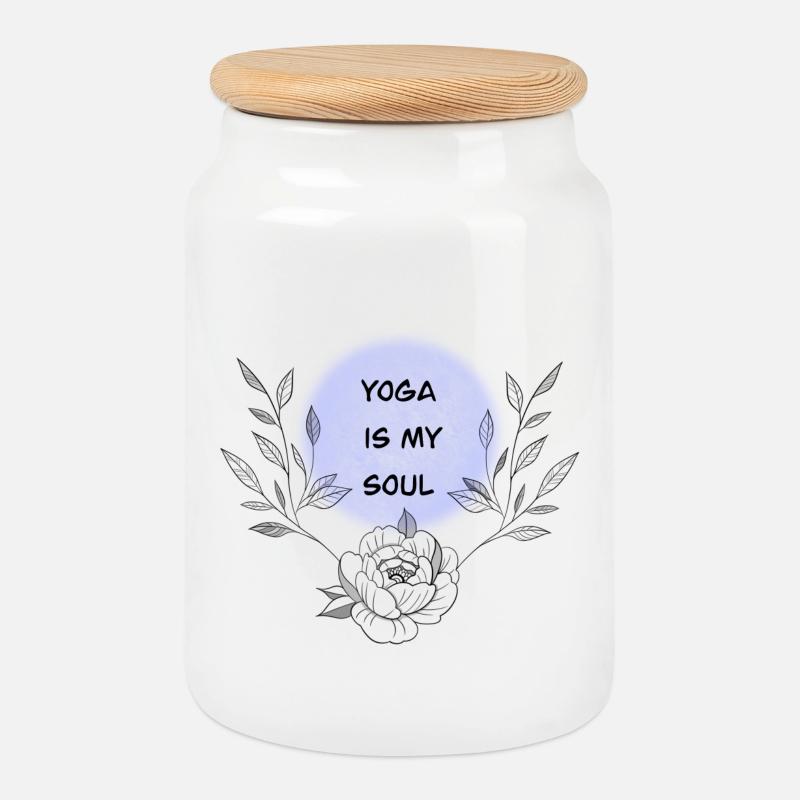 Yoga - Keksdose mit Holzdeckel - Weiß