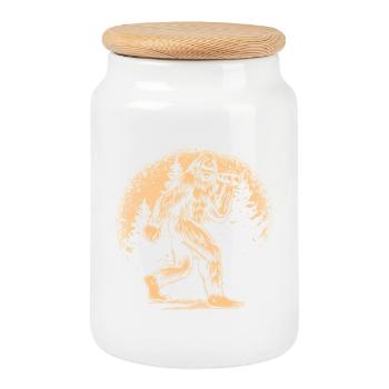 Yeti-Wald-Silhouette orange - Keksdose mit Holzdeckel - Weiß - Vorne