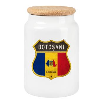 Armoiries de Botoşani Roumanie - Boîte à biscuits avec couvercle en bois - blanc - Devant