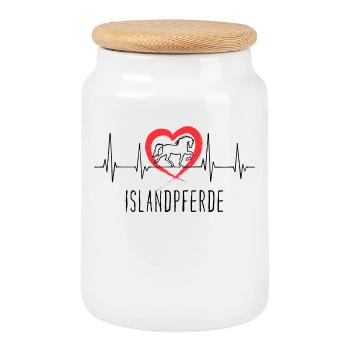 Heart Horses Horse Love Icelandic Horses Statement - Cookie Jar with Wooden Lid - white - Front