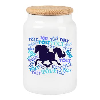 Horse Fool Saying Horses Tölt Icelandic Horses - Cookie Jar with Wooden Lid - white - Front