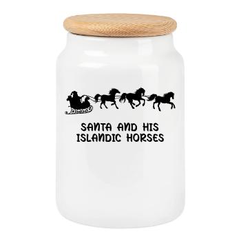 Funny Statement Horses Horse Love Icelandic Horses - Cookie Jar with Wooden Lid - white - Front