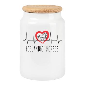 Icelandic Horses Statement Heart Horses Horse Love - Cookie Jar with Wooden Lid - white - Front