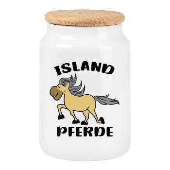 Icelandic Horses Horse Love Saying Icelandic Horses - Cookie Jar with Wooden Lid - white - Front