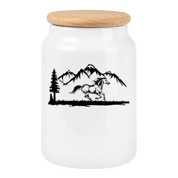 Gallop Horses Horse Fool Icelandic Horses Horse Love - Cookie Jar with Wooden Lid - white - Front