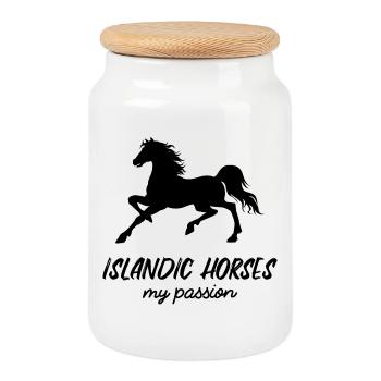 Icelandic Horses Statement Horse Love Horses - Cookie Jar with Wooden Lid - white - Front