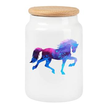 Cool Icelandic Horses Horse Love Horses Gallop - Cookie Jar with Wooden Lid - white - Front