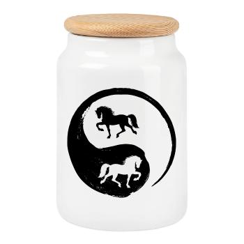Icelandic Horses Icelandic Horse Fool Horse Love - Cookie Jar with Wooden Lid - white - Front