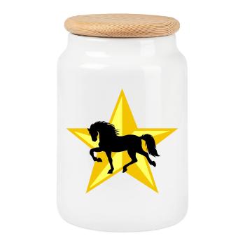 Stallion Horses Gallop Horse love Icelandic horses - Cookie Jar with Wooden Lid - white - Front