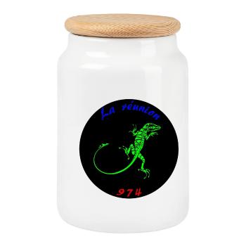 la réunion - Boîte à biscuits avec couvercle en bois - blanc - Devant