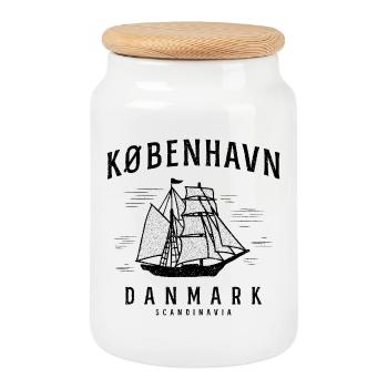 Copenhagen Sailing Ship Vintage - Cookie Jar with Wooden Lid - white - Front