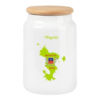 Mayotte - Cookie Jar with Wooden Lid - white - Front
