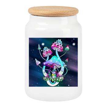 Magic Mushrooms Space art - Keksdose mit Holzdeckel - Weiß - Vorne