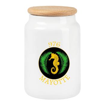Mayotte - Boîte à biscuits avec couvercle en bois - blanc - Devant
