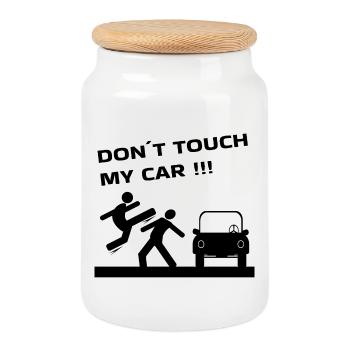 Auto CAR DON'T TOUCH MY CAR - Cookie Jar with Wooden Lid - white - Front
