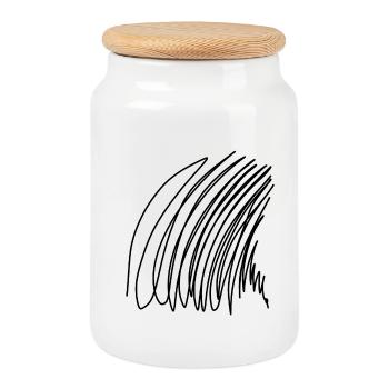 Abstract art doodle - Cookie Jar with Wooden Lid - white - Front