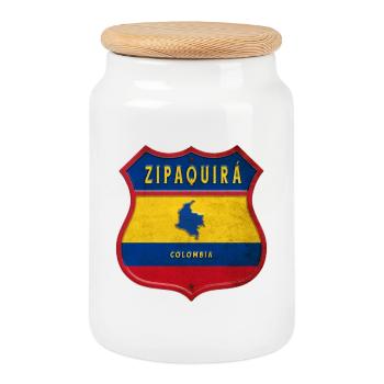 Zipaquirá Kolumbien Wappen Design - Keksdose mit Holzdeckel - Weiß - Vorne