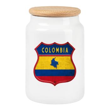 Columbia coat of arms design - Cookie Jar with Wooden Lid - white - Front