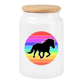 Icelandic Horses Horses Icelander Gallop Horse Fan - Cookie Jar with Wooden Lid - white - Front