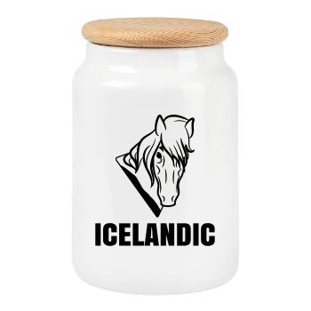 Icelandic saying Horses Horse love Icelandic horses - Cookie Jar with Wooden Lid - white - Front