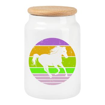 Stallion Gallop Horse Love Horses Icelandic Horses - Cookie Jar with Wooden Lid - white - Front