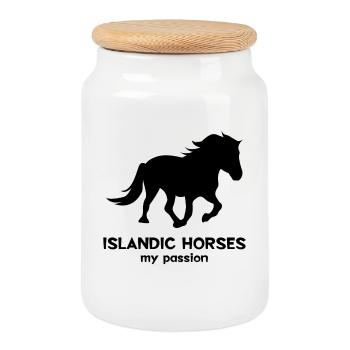 Horses Statement Icelandic Horses Horse Love - Cookie Jar with Wooden Lid - white - Front