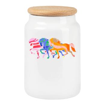 Icelandic Horses Gallop Horses Horse Love Icelanders - Cookie Jar with Wooden Lid - white - Front