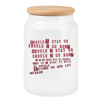 clash -should I stay - Cookie Jar with Wooden Lid - white - Front