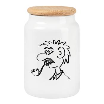Ein stein - Keksdose mit Holzdeckel - Weiß - Vorne