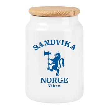 SANDVIKA Norwegen Norway Norge - Cookie Jar with Wooden Lid - white - Front