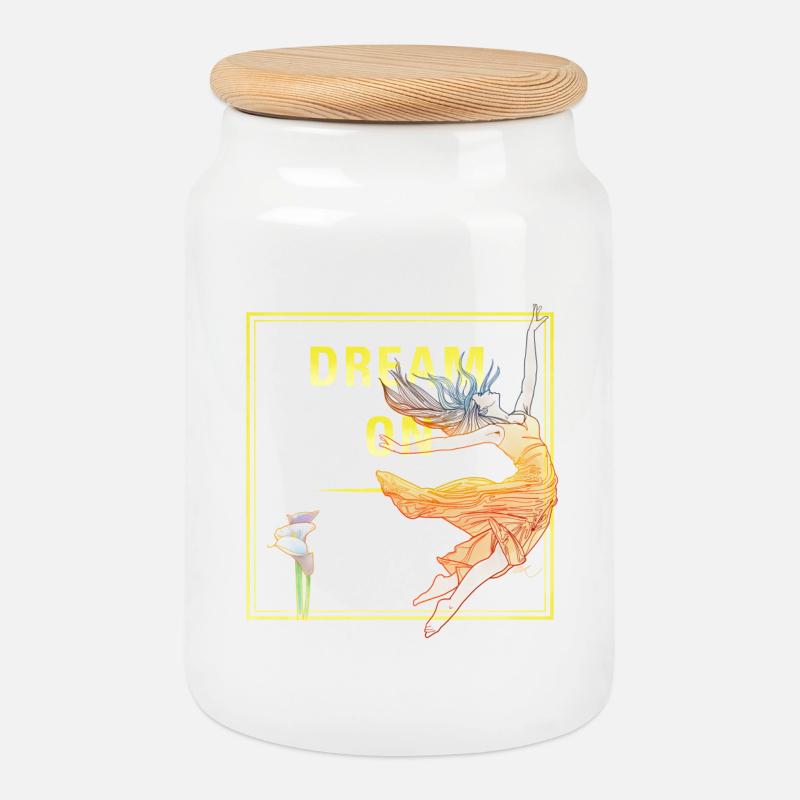 Dream On - Cookie Jar with Wooden Lid - white