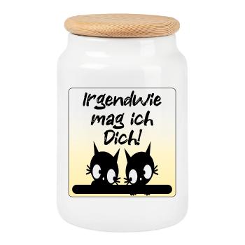 Liebesbekenntnis Katzen Paare - Keksdose mit Holzdeckel - Weiß - Vorne