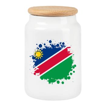 Namibia Flaggen Klecks Design - Keksdose mit Holzdeckel - Weiß - Vorne
