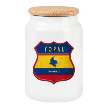 Yopal Kolumbien Wappen Design - Keksdose mit Holzdeckel - Weiß - Vorne